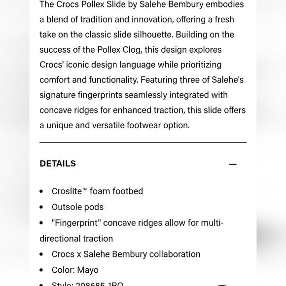 Crocs Salehe Bembury Pollex Slide Sandals- Mayo - Picture 5 of 10